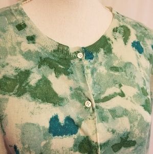J.Crew Green and Teal Abstract Cardigan